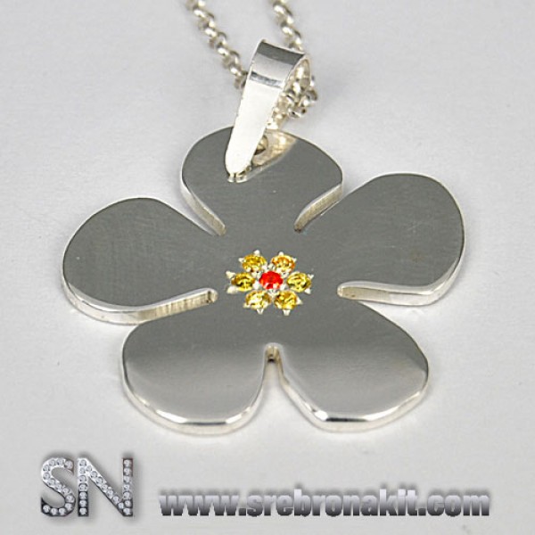 Srebrni Privesci - Srebrni medaljon - Srebrni cvijet sa cirkonima