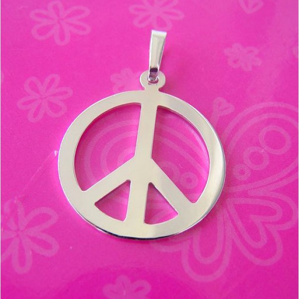 hipi srebrni medaljon - hippie nakit - peace znak