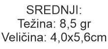 Srednja veličina 8,5 gr / 4,0x5,6cm  + 600 Dinara 